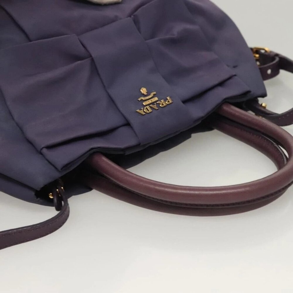 PRADA Hand Bag Nylon 2way Purple Gold Auth - Picture 12 of 16